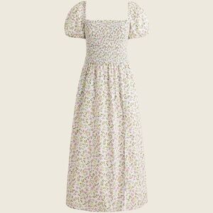 NWT J. Crew XL Short Sleeve Smocked Midi Dress in Meadow Floral